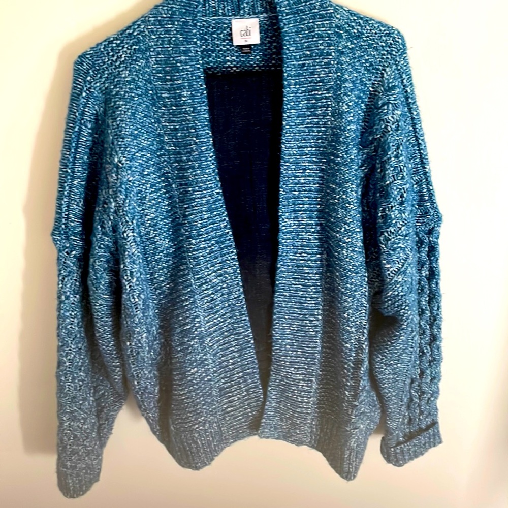 Cabi sweater with cable knit sleeves size M